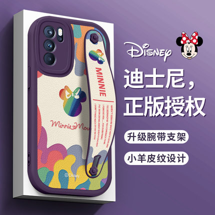 迪士尼适用于OPPOReno14手机壳oppo彩色Reno12pro米奇Reno13Pro腕带Reno11支架Reno9女Reno10保护8套7SE新6款