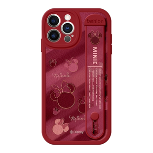 迪士尼适用一加Ace5手机壳ACE3皮纹13酒红12米妮ACEPro腕带Ace2支架Ace竞速版3V红色11R保护套Pro防摔女新款