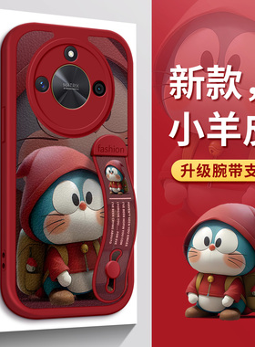 适用华为荣耀X70手机壳X60GT帽子Magic7叮当猫Magic6至臻版400Pro新X50i腕带X40i支架X30女款80保护X20SE防摔