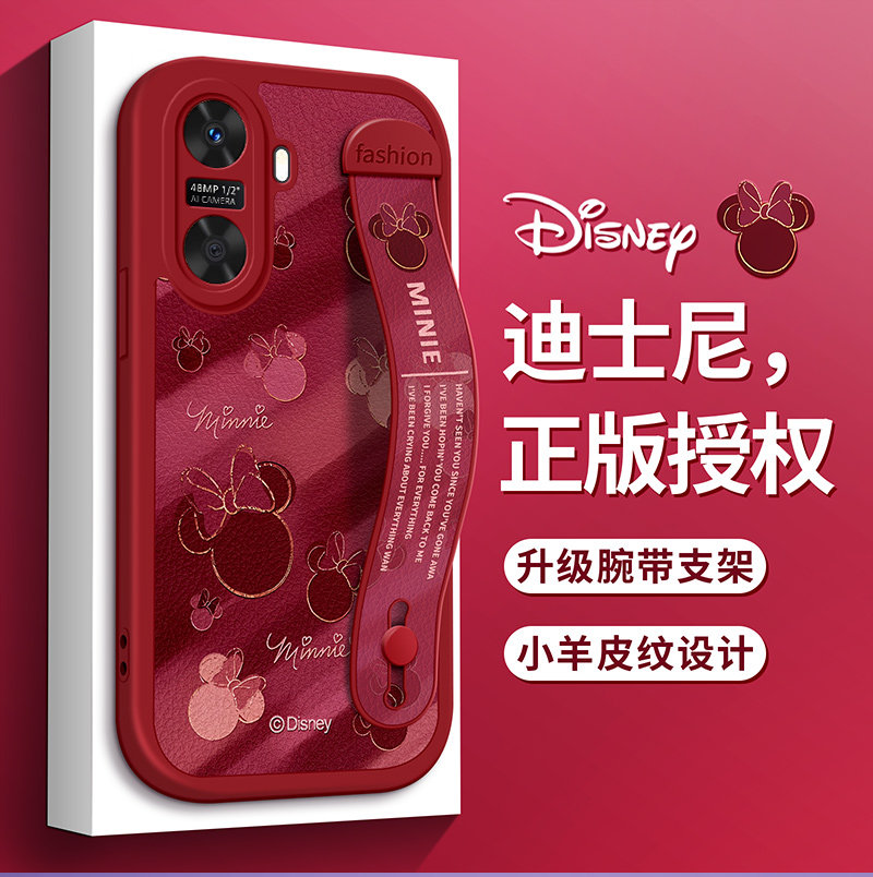迪士尼适用华为畅享70手机壳60荣耀畅玩50酒红play7T米妮V40轻奢版30腕带支架20女Pro保护6C麦芒11套10款plus