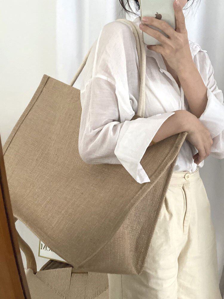 ins韩风我提麻袋也好看麻袋包大容量布袋超市环保购物袋百搭包