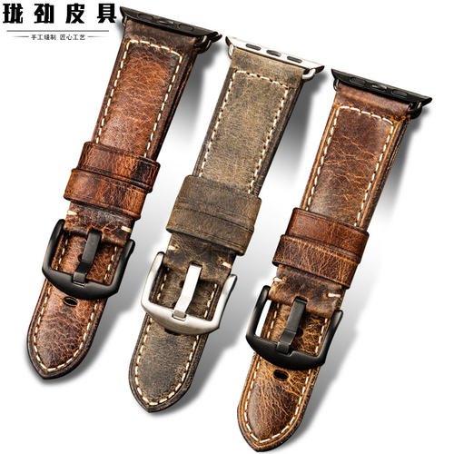 手工Ultra苹果适配牛皮表带