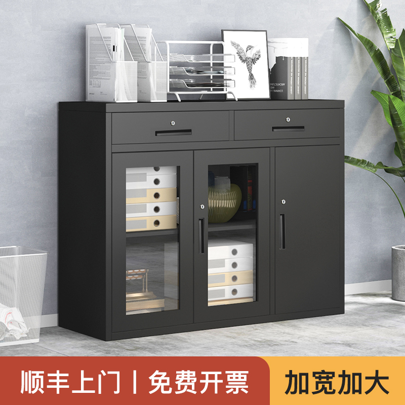 黑色铁皮文件柜加宽加厚储物柜