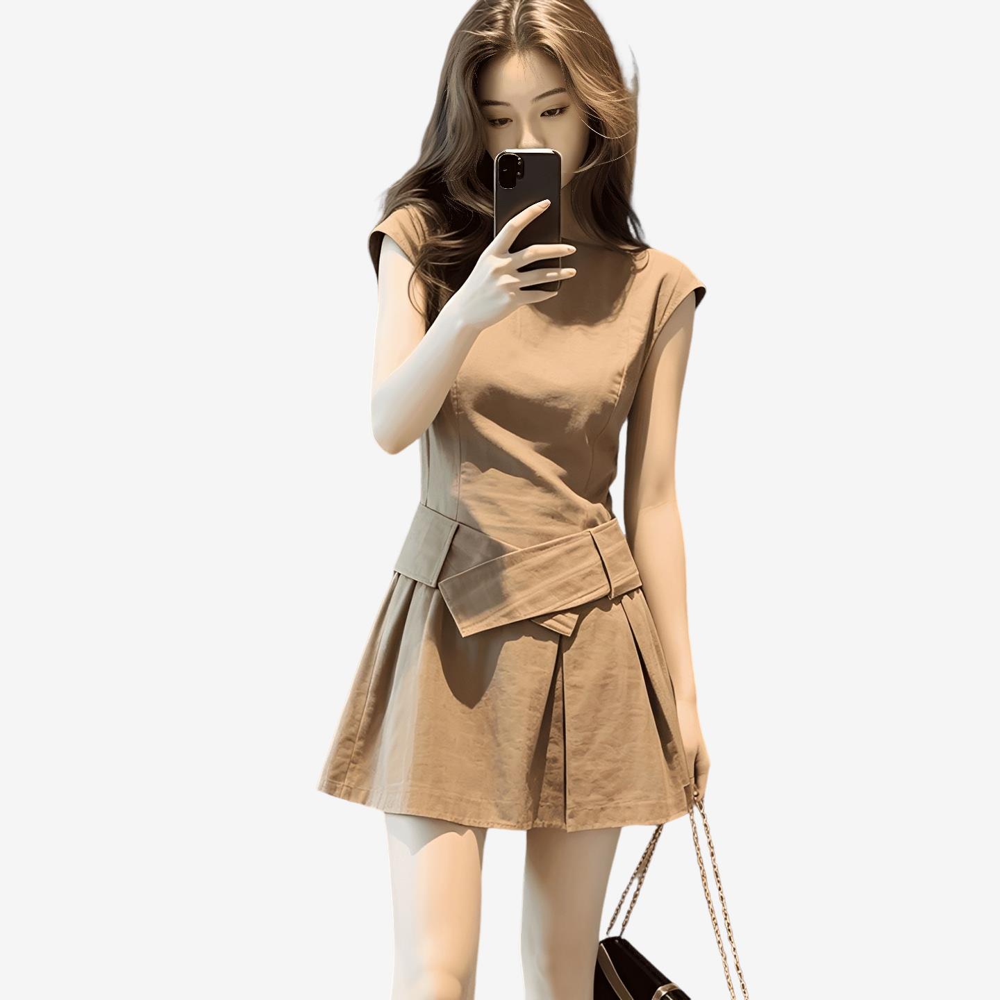 2026超火绝美小众不撞款洋装女夏季名媛绝美收腰a字包臀短裙子