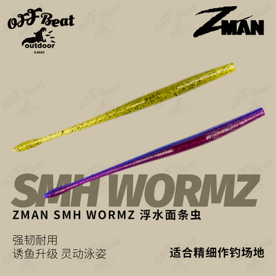 ZMAN shaky Head WORMZ面条虫摇头精细6.5英寸鲈鱼鳜鱼路亚软饵