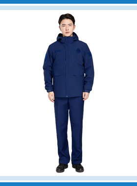 厂家直供蓝色消防双层冲锋衣多口带收纳可拆卸蓝色抓绒冲锋衣裤