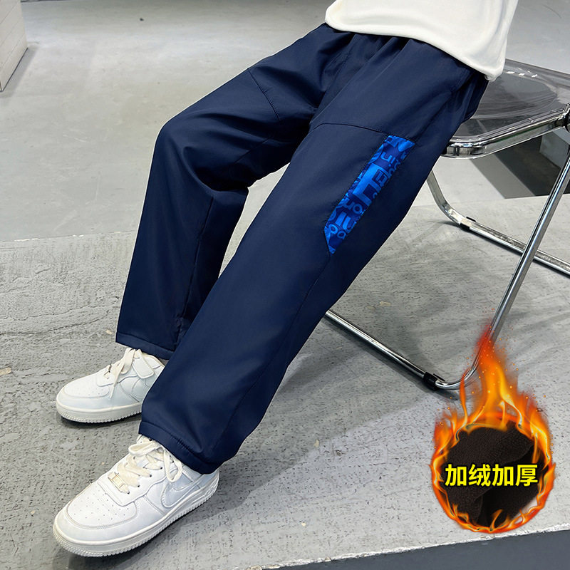 男童加绒加厚外穿冲锋裤防风御寒保暖抓绒软壳户外登山裤子春秋