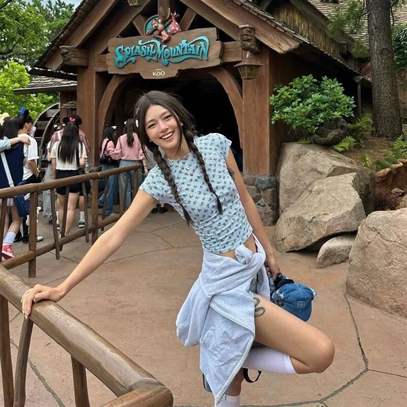 RiXSG泳衣女泰国蓝灰色碎花纯欲风泡温泉高级感海岛度假风比基尼