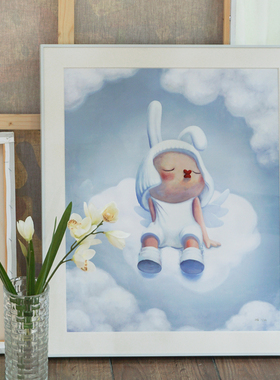 HOWstore 艺术家张戈签名限量版画云端之上可爱装饰画收藏礼物