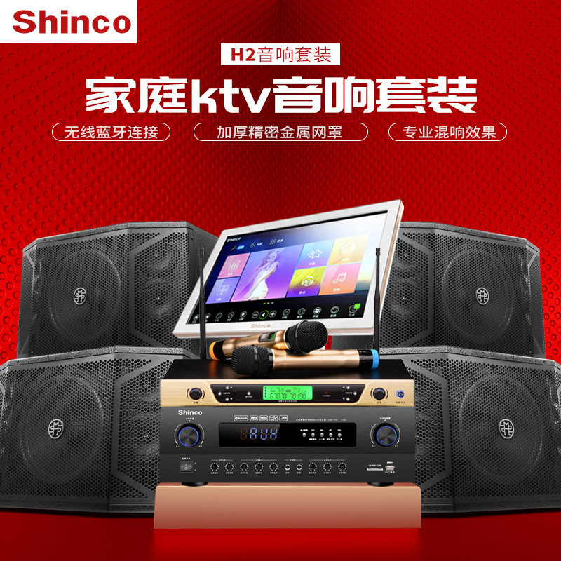 新科H2家庭ktv音响套装全套 专业家用客厅点歌卡拉ok大功率功放音箱套装点唱唱歌机系统会议室酒吧K歌设备