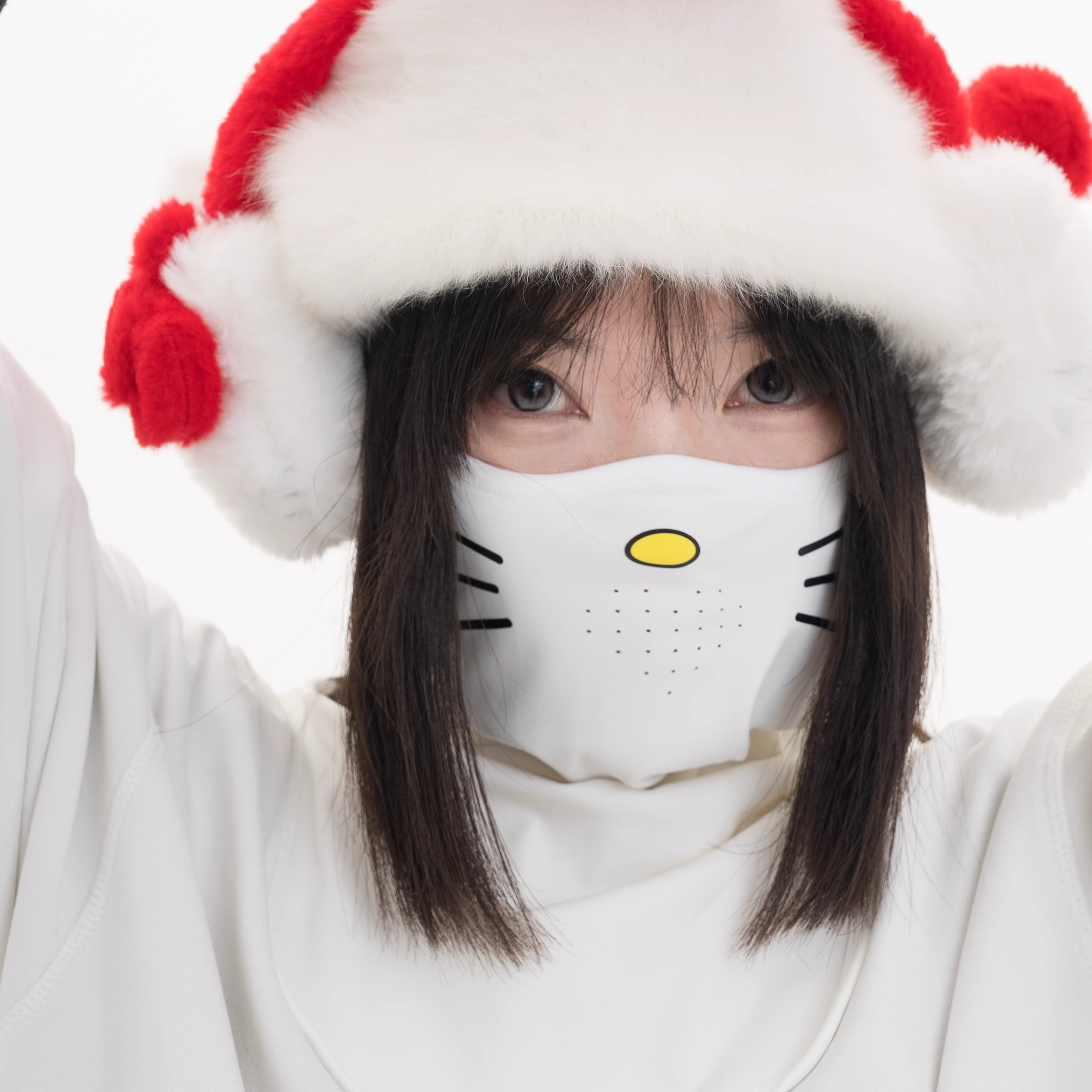 WELEM小猫脸滑雪护脸遮阳防晒