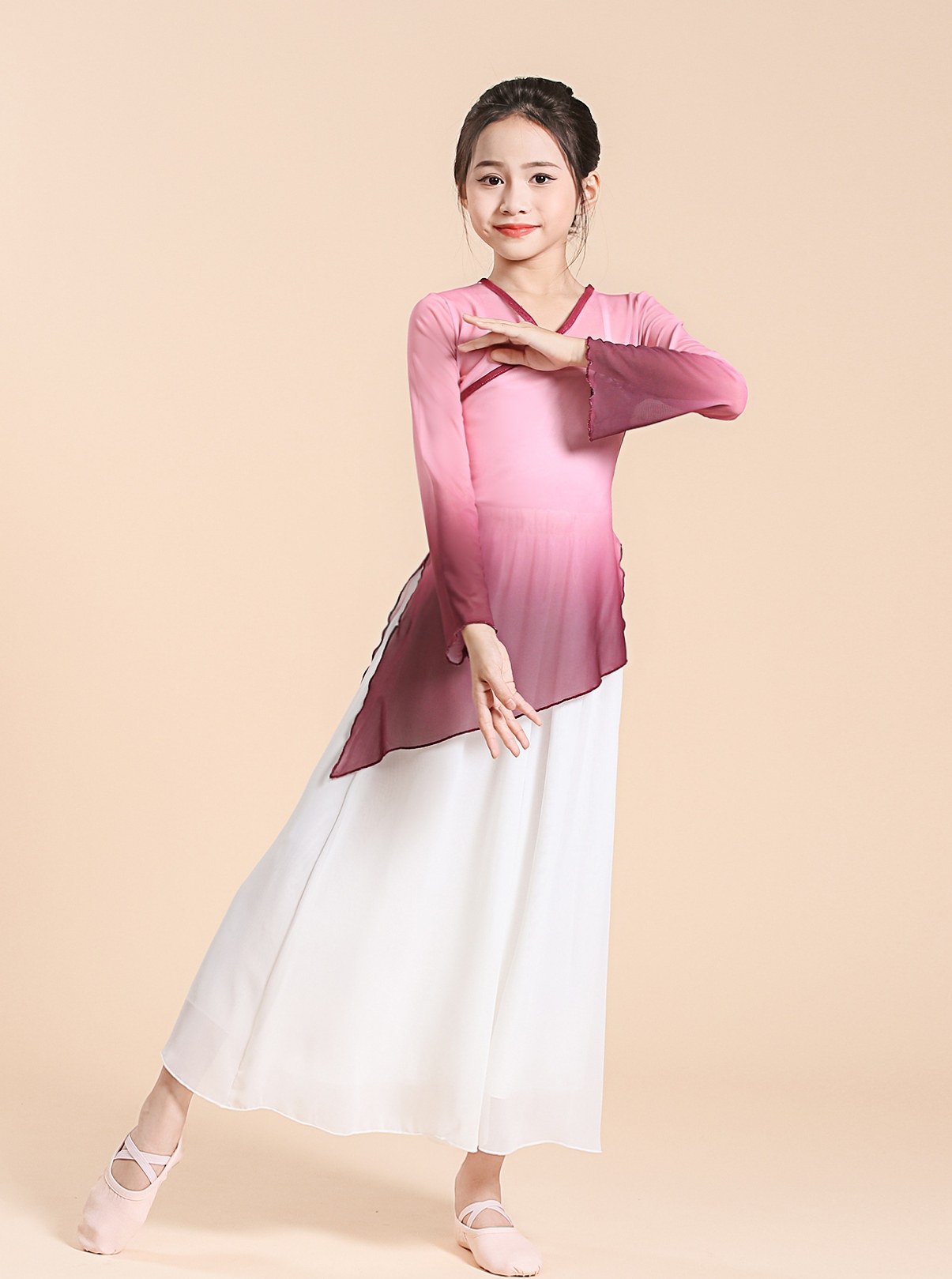古典舞身韵纱衣中国舞演出服女童图片