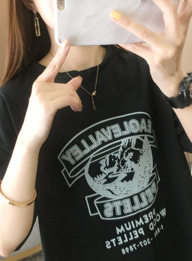 白色短袖t恤少女夏装2022年新款潮初中高中学生韩版宽松百搭上衣