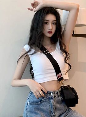夏季吊带背心女内搭设计感小众外穿上衣打底西装针织小背心白黑色
