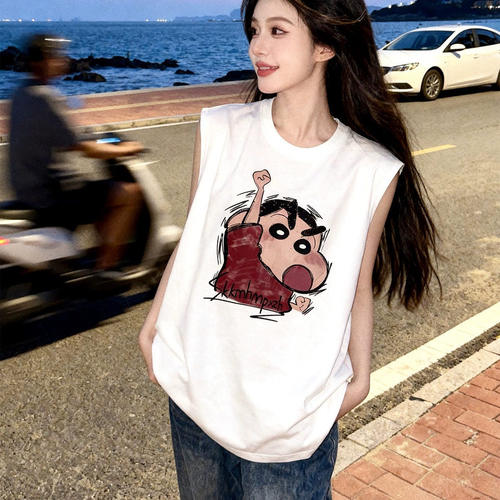 美式运动休闲无袖背心纯棉t恤