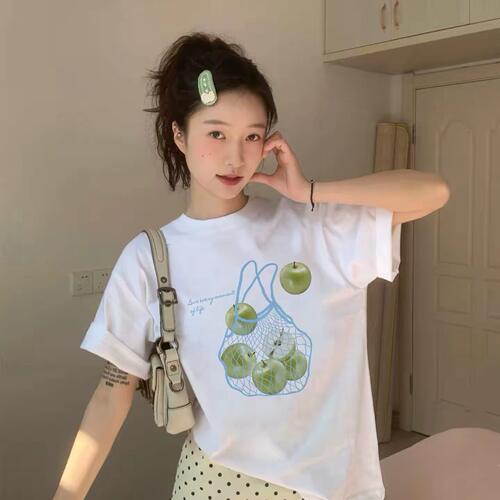 重磅纯棉白色短袖t恤女春夏