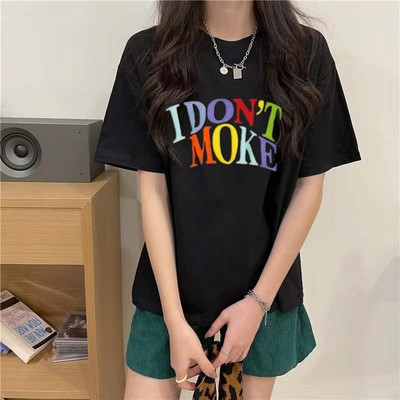 港风超火cec短袖t恤女2022韩版潮ins港味原宿bf慵懒风宽松上衣服