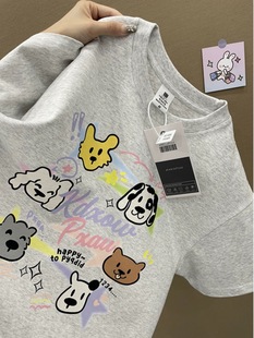 新款 T恤女2025年夏季 潮牌hiphop宽松圆领上衣服 小众白色短袖 美式