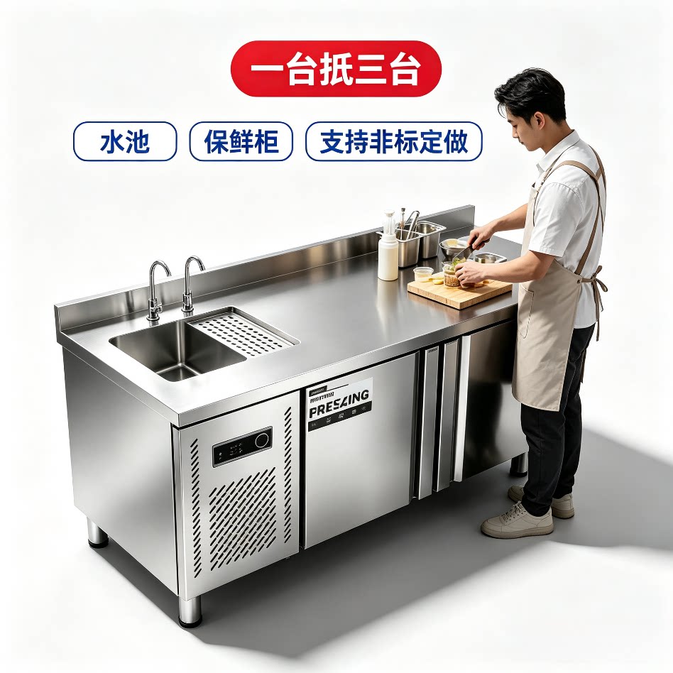 水池冰箱工作台冰柜水槽操作台图片