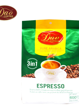 老挝进口Dao刀牌绿色意式3in1速溶咖啡粉 600g/30杯 甜苦醇浓咖啡