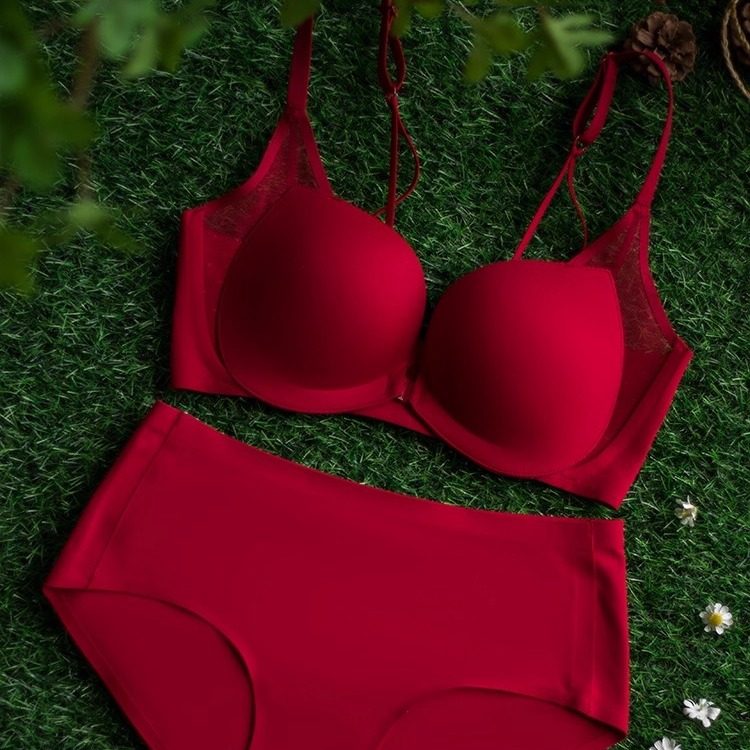 趣安芬文胸罩红色前扣美背无痕无钢圈结婚本命年内衣女小胸聚拢,女士内衣/男士内衣/家居服,文胸套装,淘宝优惠券,粉丝福利购,淘宝优惠卷