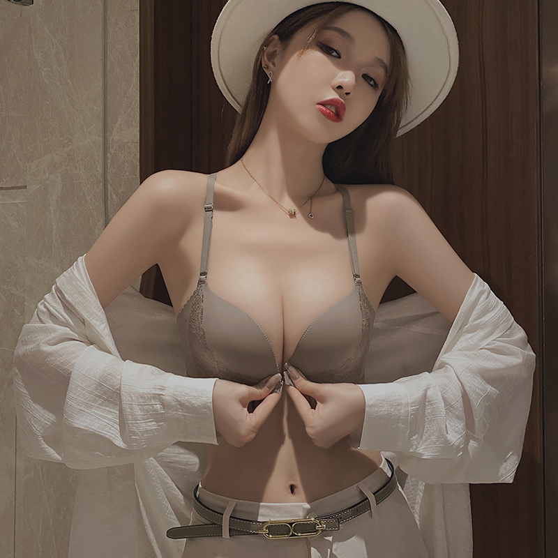 新品黛安芳文胸前扣美背无痕光面性感内衣女小胸聚拢上托夏季薄款