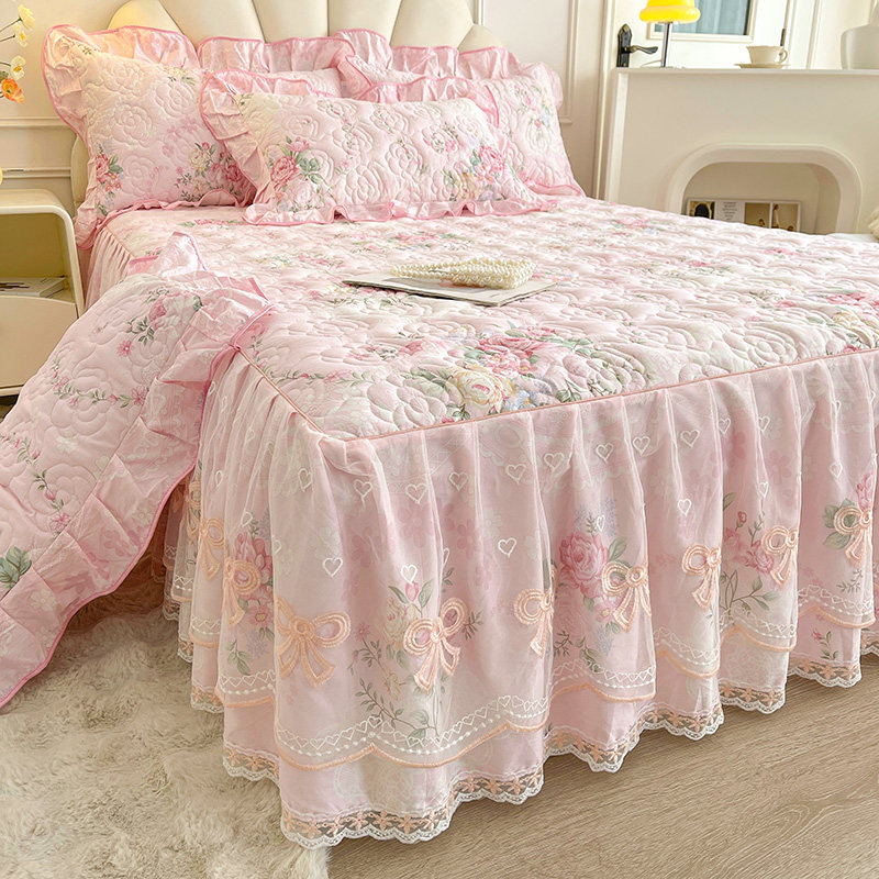 甜美少女心床罩2025新款全棉印花夹棉公主风床裙三件套,床上用品,床裙,淘宝优惠券,粉丝福利购,淘宝优惠卷