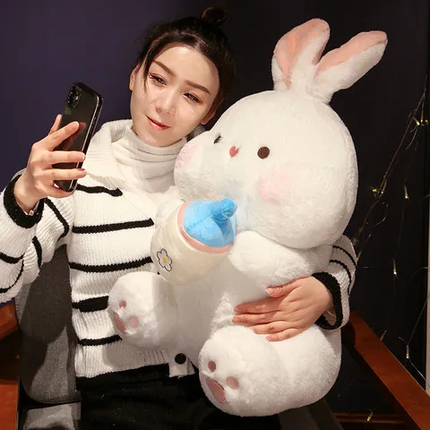 公仔奶瓶兔子玩偶睡觉毛绒玩具小白兔女生礼物抱枕呆萌布娃娃儿童
