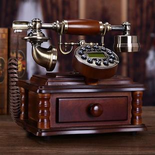 实木欧式 电话机家用固定有绳电话座机 创意个性 仿古电话机复古时尚