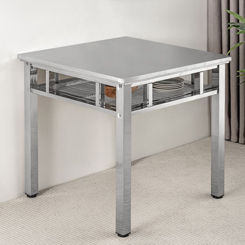 不锈钢方桌加厚加粗材质双层桌子正方形烤火桌吃饭桌八仙桌扑克牌