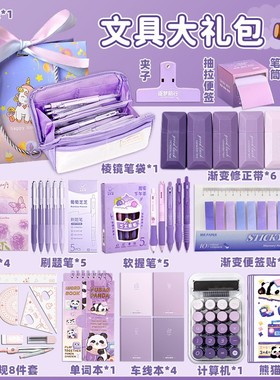 紫色系！文具套装礼盒开学大礼包女生小学生儿童三年级学习用品初