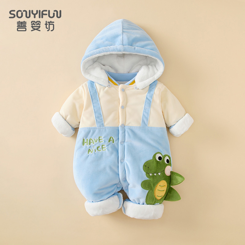 婴儿连体衣冬季加绒可爱棉服