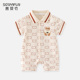 薄款 连体衣运动风夏天纯棉短袖 外出新生儿男宝宝哈衣 装 婴幼儿夏季