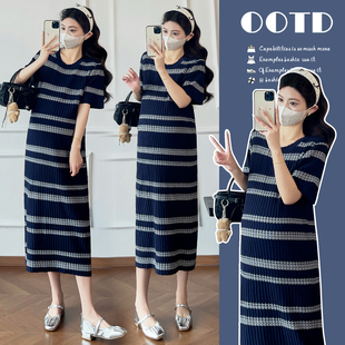 减龄百搭宽松长款 时尚 针织辣妈哺乳裙 产后哺乳衣新款 盐甜双修夏季