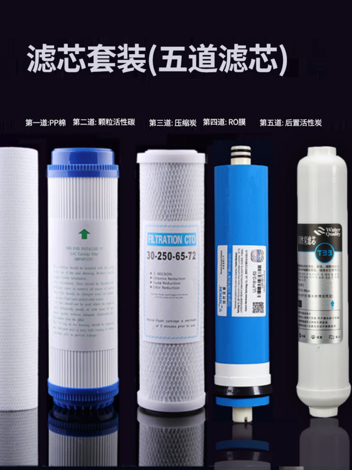 净水器滤芯通用家用沁园安吉尔10寸三级PP棉RO膜净水机配件