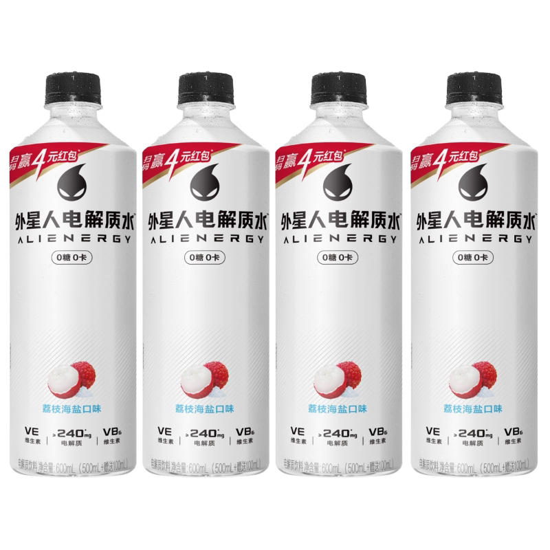 外星人电解质水0糖600ml*4瓶青柠荔枝口味运动补充电解质夏日shm