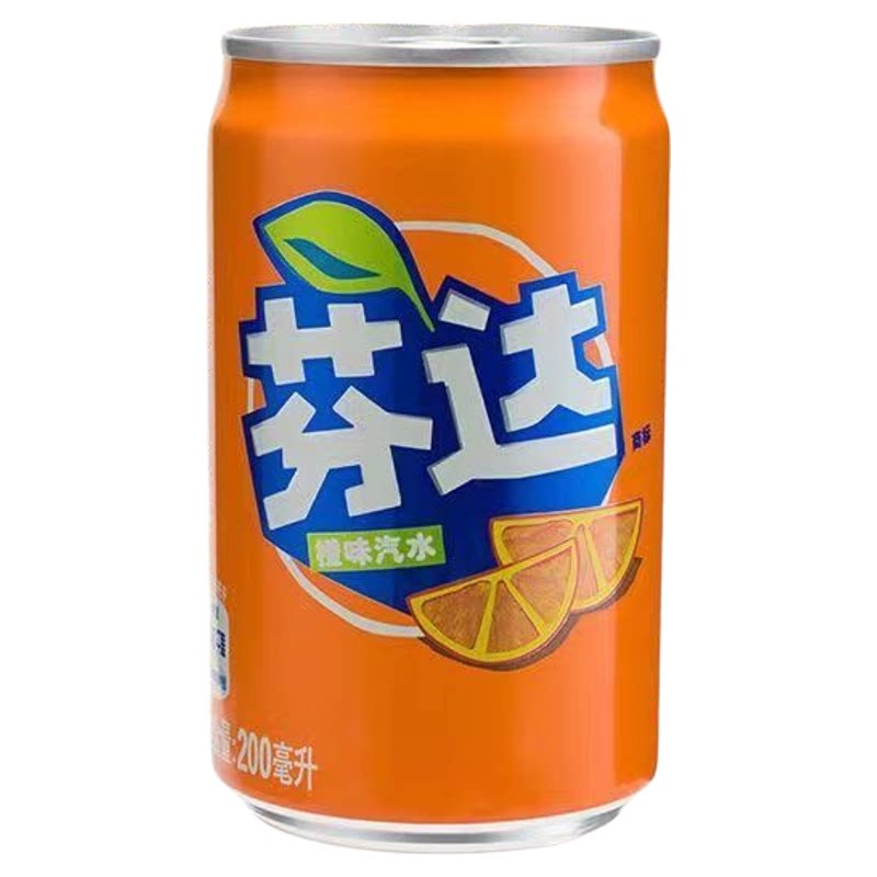 可口可乐芬达橙味汽水200ml*12罐碳酸饮料经典口味家用整箱装-shm
