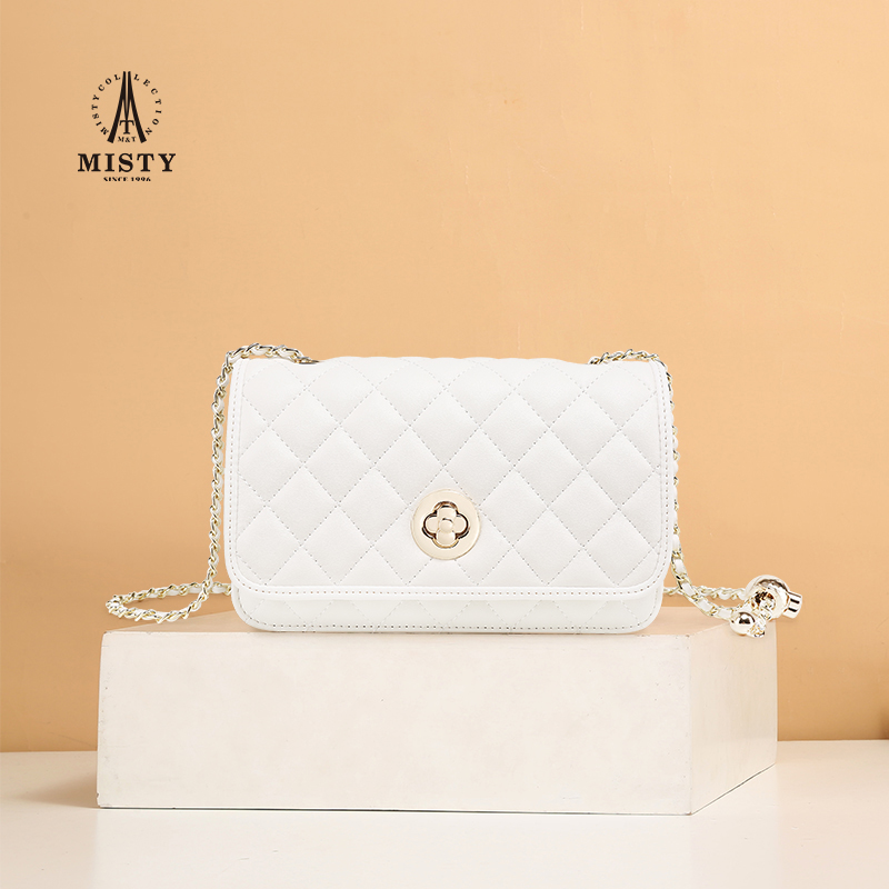 米堤牛皮菱格链条斜挎包