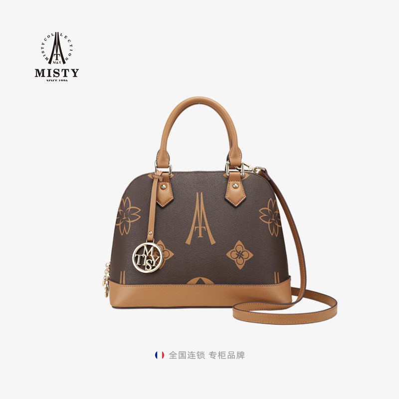 [商场同款]Misty米堤女包2023新款老花妈妈包时尚斜挎手提贝壳包