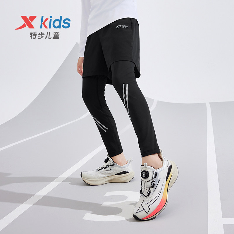 特步童装夏季新款儿童速干裤男童假两件运动裤子大童训练长裤夏装