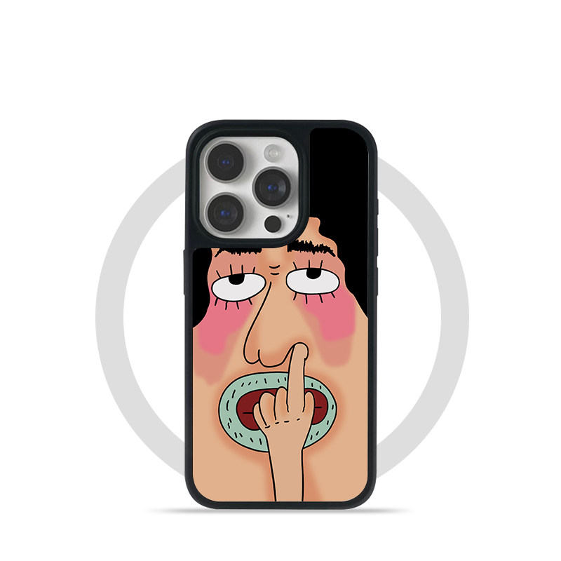 适用于苹果iPhone17promax手机壳16pro黑框软边15手机壳14pro全包16小众磨砂搞怪抠鼻大叔玻璃磁吸手机壳