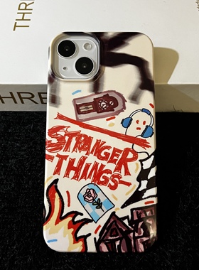 Strangerthings涂鸦适用于iPhone17promax手机壳苹果16怪奇物语13mini高级感15puls美式14防摔12菲林壳XR全包