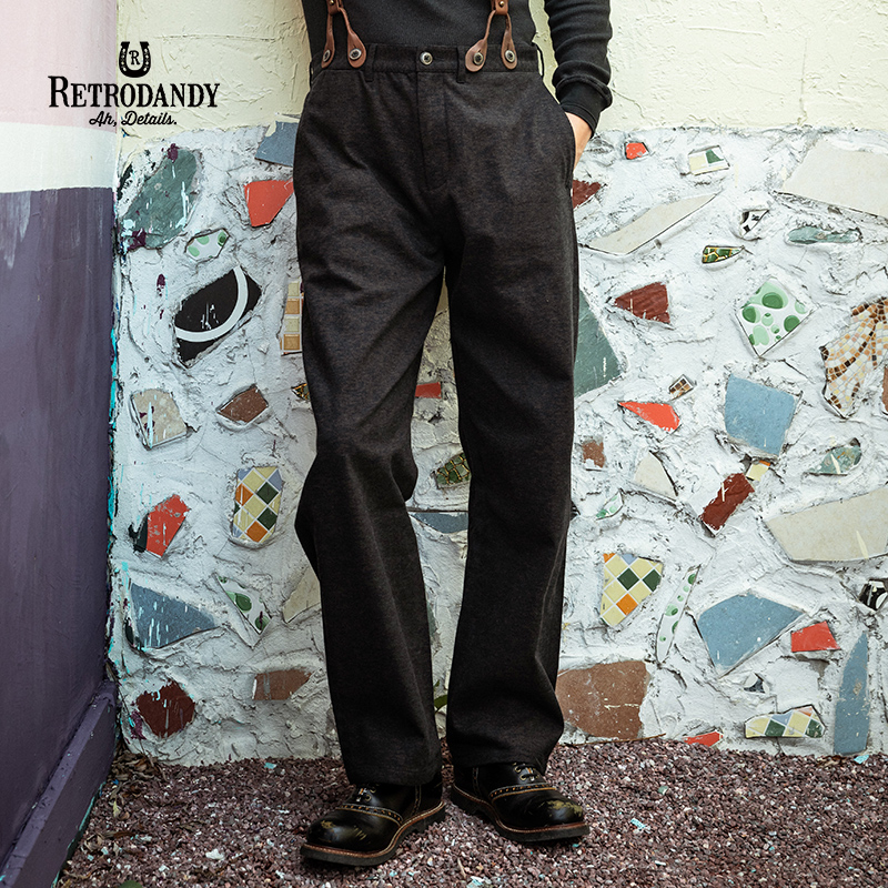 retrodandy美式复古直筒西装裤