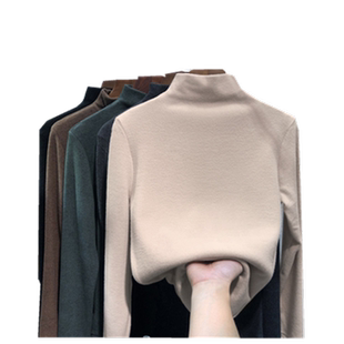 2026秋冬新款半高领长袖T恤女ins超火百搭长袖半高领打底衫女外穿