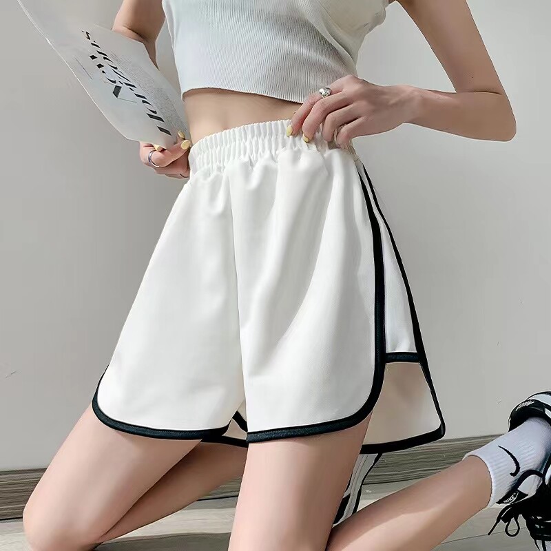 白色运动短裤女2022夏季薄款宽松高腰休闲阔腿睡裤速干跑步健身裤