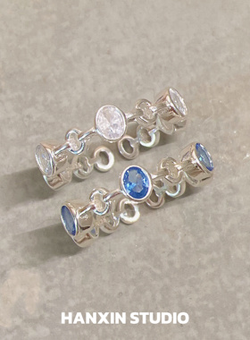 S925银简约镂空锆石食指戒指女