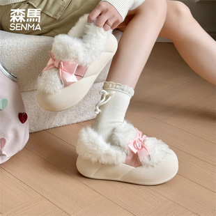 森马雪地靴女款2025新款冬季加绒加厚女鞋棉鞋女士保暖鞋子毛毛鞋