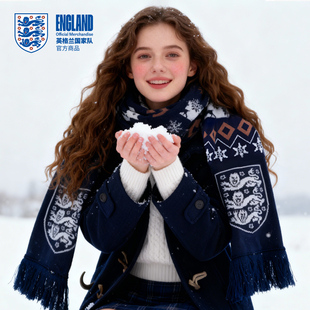 【官方正版】英格兰国家队 | 拼色针织围巾复古学院英伦风保暖
