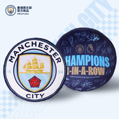 夺冠队徽印签款 曼城俱乐部 纪念抱枕足球迷家居周 官方正版