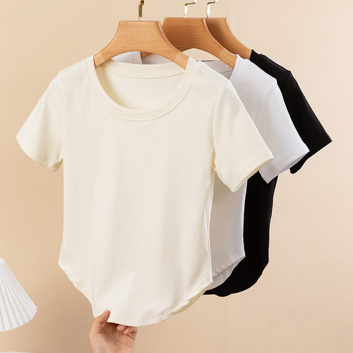 薄款弧形下摆短袖不规则